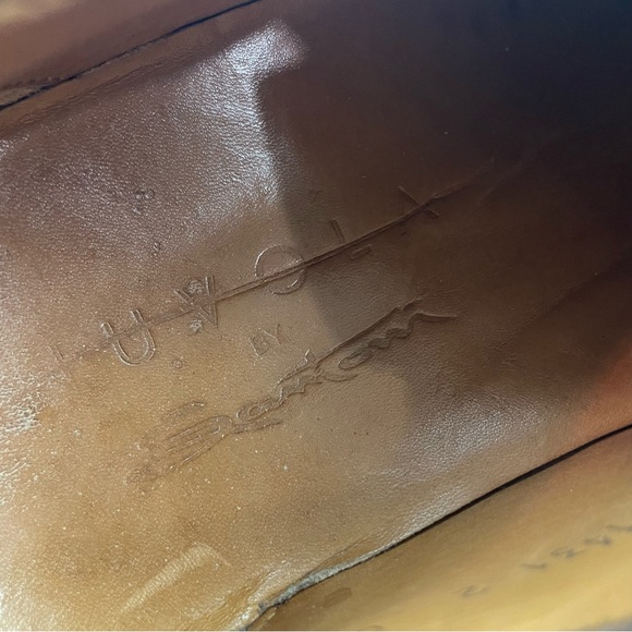 Santoni Cap Toe Oxford Derby Shoe Burgundy Leather Mens US Size 11.5 M - Picture 7 of 13